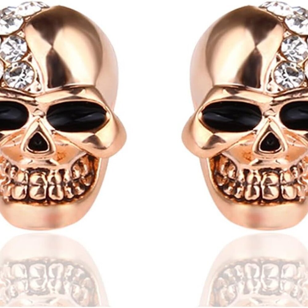Punk Body Piercing Earrings Crystal Skull Stud Earrings